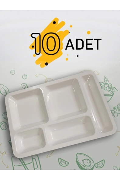 10 Adet Self Servis Tabldot Tabağı Polikarbon Yemekhane Tepsisi ürün görseli 1