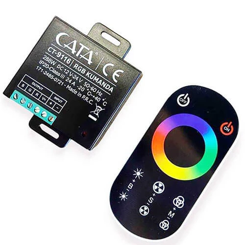 CATA CT-9116 Dokunmatik RGB LED Kumanda 24A 288W 12V 20m Menzilli Uzaktan Kontrol Ünitesi ürün görseli 1