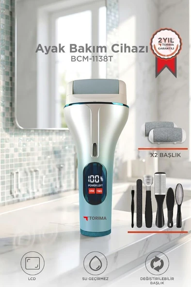 Ayak Bakım Törpüsü Su Geçirmez Led Ekranlı Turbo Modlu Törpü BCM 1138T Beyaz ürün görseli 1