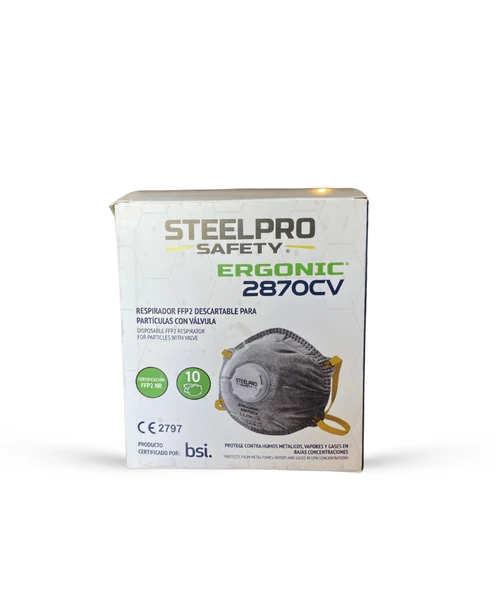 SteelPro 2870CV FFP2 NR Aktif Karbonlu Konik Maske (10 Adet-Kutu) ürün görseli 1