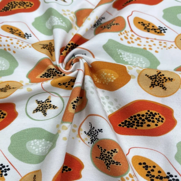 Kaf Kumaş  Dijital Baskılı Penye Süprem Kumaş | Papaya ürün görseli 1
