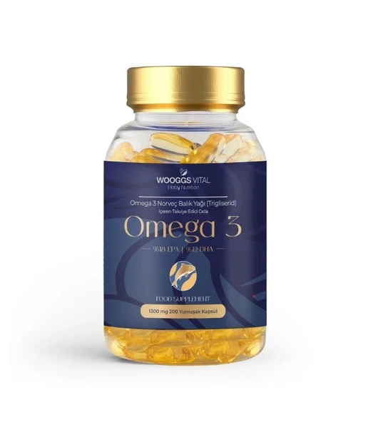 WOOGGS VITAL OMEGA 3 NORVEÇ BALIK YAĞI (TRİGLİSERİD) İTEG 200 SOFT GEL ürün görseli 1