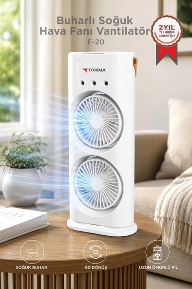 Şarjlı Masaüstü Vantilatör 270 Derece Ayarlanabilir Buharlı Taşınabilir Masa Fanı F20 Beyaz ürün görseli 1