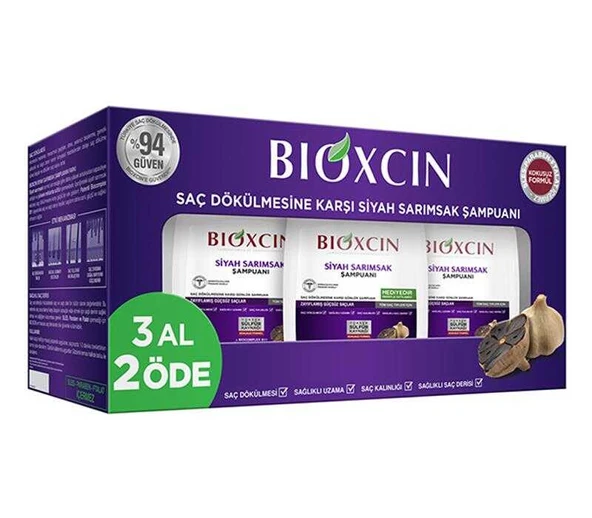 Bioxcin Siyah Sarımsaklı 3x300 ml Saç Dökülmesine Karşı Şampuan ürün görseli 1