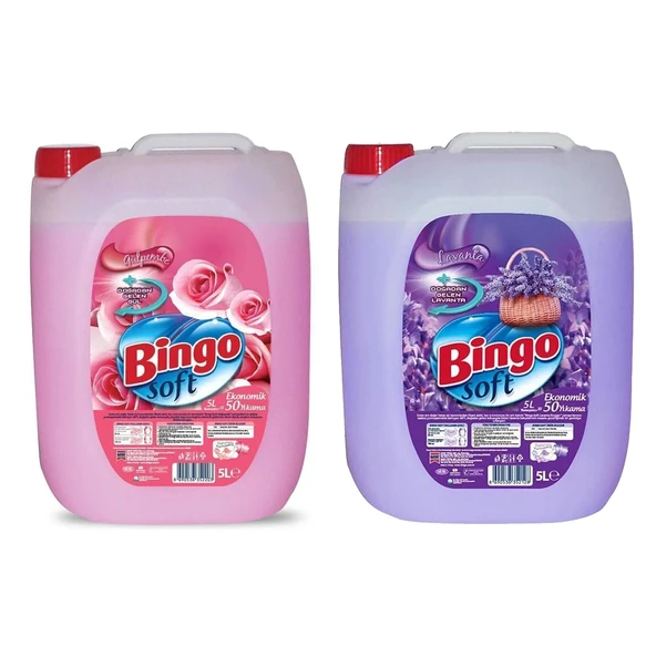 Bingo Soft Yumuşatıcı 5 lt Gülpembe ve Lavanta 2 li Karma Paket ürün görseli 1