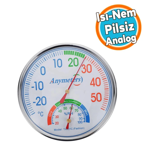 Termometre Isı ve Nem Ölçer Sauna Sıcaklık Ölçme Derece Gösterge Pilsiz Mekanik Düz Analog 1 Adet ürün görseli 1