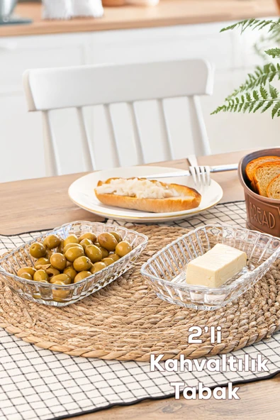 Porsima 0126 Maral 2'li Cam Kahvaltılık Tabak Seti 18 X 11,5 Cm ürün görseli 1
