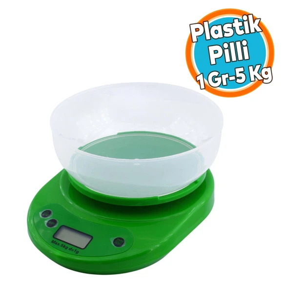 Hassas Terazi Hazneli Dijital LCD Ekran Pilli Otomatik Kapanma 1 gr 5 kg Tartım Mutfak Tartısı Ölçüm ürün görseli 1