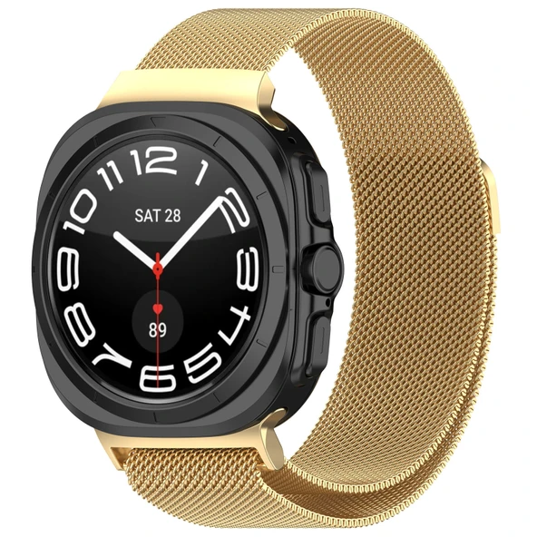Samsung Galaxy Watch 7 Ultra Uyumlu Metal Hasır Manyetik Kordon Kayış ürün görseli 1