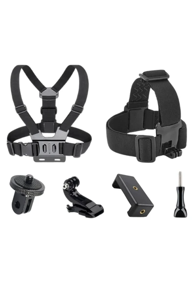 GoPro Aksiyon Kamera ve Telefon ile Uyumlu Kafa ve Göğüs Bandı Askı Seti ürün görseli 1