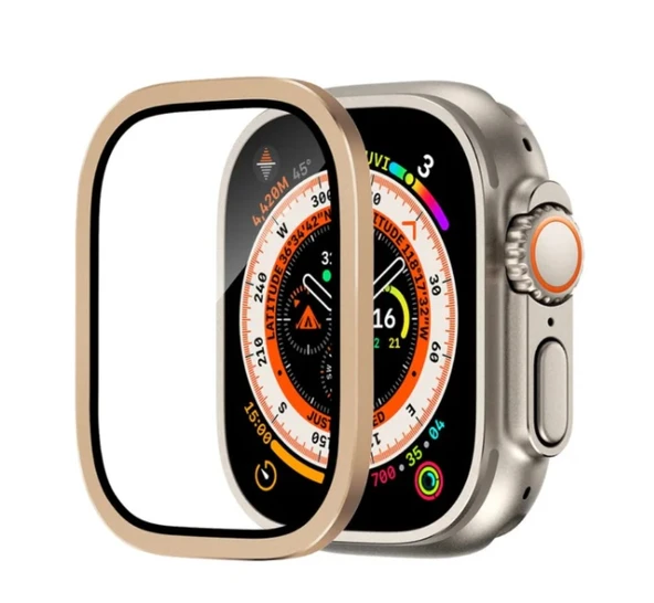 Apple Watch Ultra Apple Watch Ultra 2 49mm Uyumlu Metal Çerçeveli Ekran Koruyucu ürün görseli 1