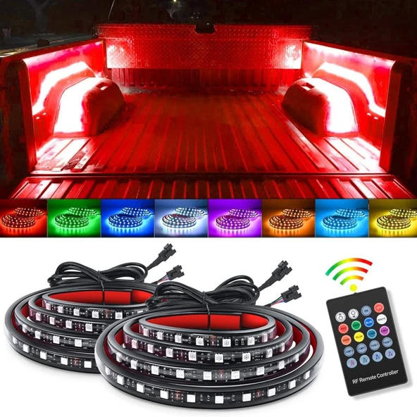 Pick Up Kamyon Dekorasyon için Kumandalı Rgb Işık Şerit 2x150cm 12V ürün görseli 1