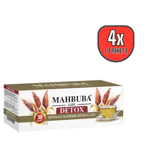 Mahbuba Kinoalı Karışık Detox Diyet Glutensiz Form Bitki Çayı 1 Aylık - ( 30 Kullanım ) Net 60gr x 4 Paket ürün görseli 1