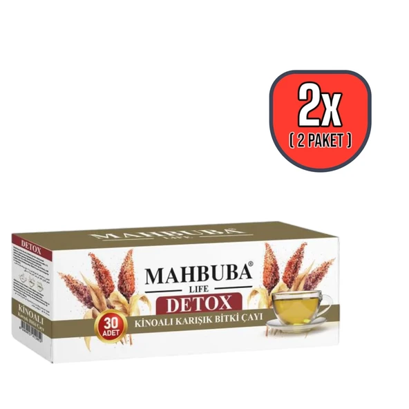 Mahbuba Kinoalı Karışık Detox Diyet Glutensiz Form Bitki Çayı 1 Aylık - ( 30 Kullanım ) Net 60gr x 2 Paket ürün görseli 1