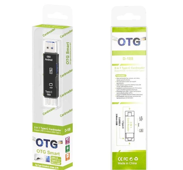Type-C ve Micro Usb Otg USB Kart Micro SDHC SD TF Kart Okuyucu ürün görseli 1