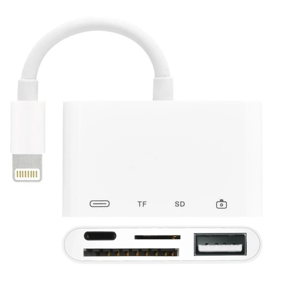iPhone X 11 12 13 Pro Plus ile Uyumlu Kart Okuyucu Kamera Bağlantı Kiti Şarj ürün görseli 1