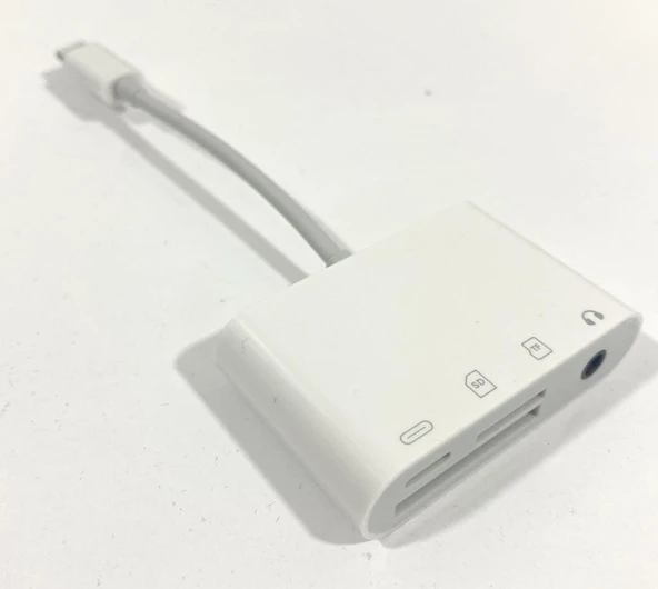 iPhone Lightning ile Uyumlu 3.5 mm Kulaklık iPhone Şarj Sd Tf Kart Adaptörü ürün görseli 1