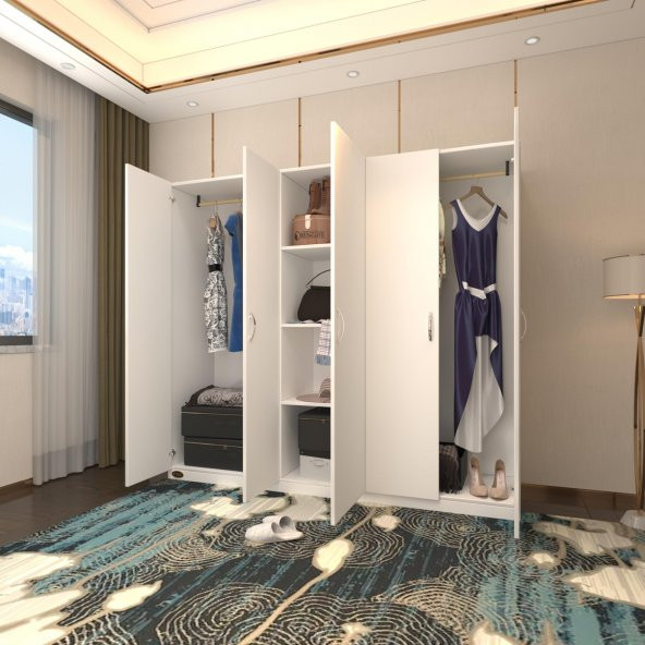 Kenzlife gardırop 5 kapılı horozibiği 180x200x52 byz XLARGE kapaklı gardolap dolap ürün görseli 1