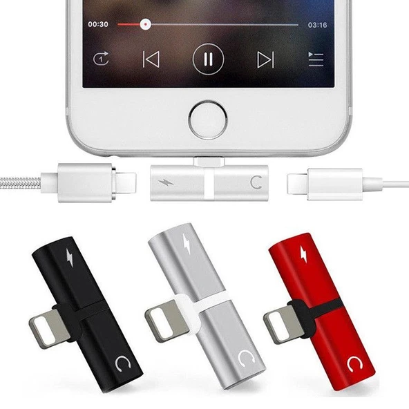 iPhone 7 8 Plus X Xr Xs 11 12 Pro Max Kulaklık Şarj Giriş Adaptör ürün görseli 1