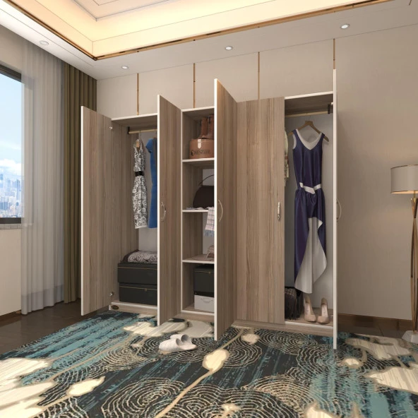 Kenzlife gardırop 5 kapılı horozibiği 180*200*52 crd XLARGE kapaklı gardolap dolap ürün görseli 1