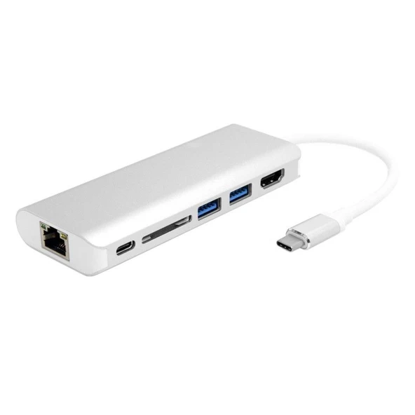 6 in 1 Type-C To Hdmi 2 Usb 3.0 Gigabit Sd Kart Type C Çevirici ürün görseli 1