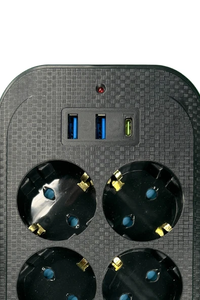 Techmaster 2 Usb + Type-C Akım Çocuk Korumalı 6lı Priz 2mt Kablo - Resim 4