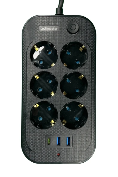 Techmaster 2 Usb + Type-C Akım Çocuk Korumalı 6lı Priz 2mt Kablo - Resim 2