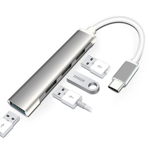 Type-C Usb 3.1 den 4 Adet USB 3.0 HUB Otg Çoğaltıcı Adaptörü C809 ürün görseli 1