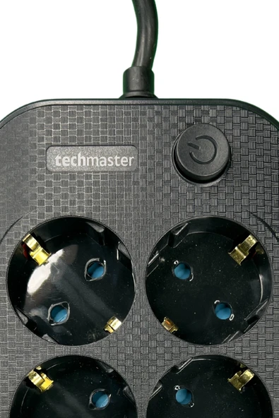 Techmaster 2 Usb + Type-C Akım Çocuk Korumalı 6lı Priz 2mt Kablo - Resim 5