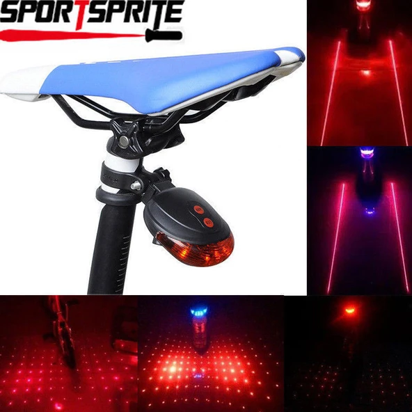 Bisiklet Led Stop Lambası Lazer Şeritli Arka Stop - Resim 3