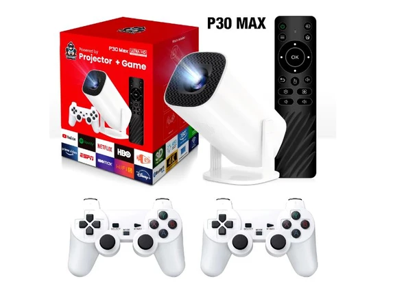 HCS350 Projeksiyon Retro Video Oyunu Konsolu + Android Tv  Android 11.0 TV Projeksiyon ürün görseli 1