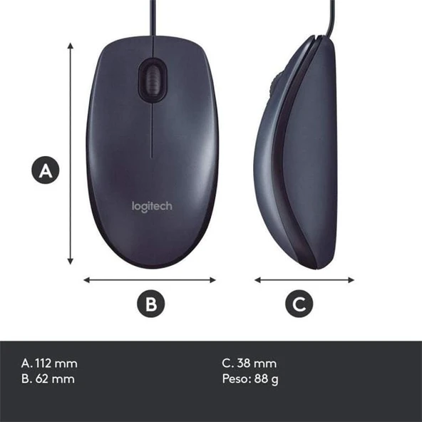Logitech B100 910-003357 Siyah Optik Kablolu Mouse - Resim 3
