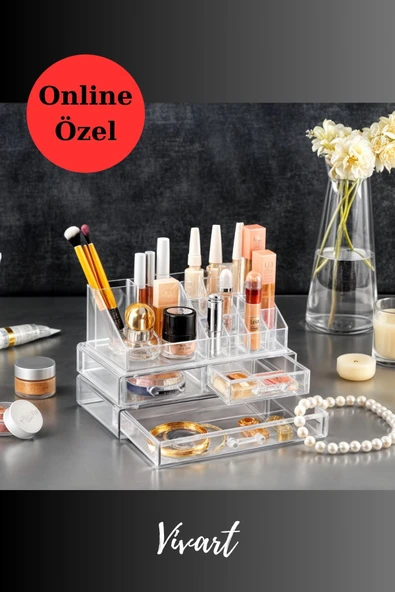 Vivart 3 Çekmeceli Klasik Makyaj & Takı Düzenleyici Organizer Seti ürün görseli 1