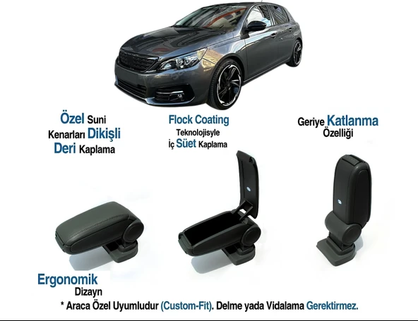 PEUGEOT 308 ARACA ÖZEL KOL DAYAMA KOLÇAK VİDASIZ 2014 2015 2016 2017 2018 2019 2020 2021 2022 2023 20224 ürün görseli 1