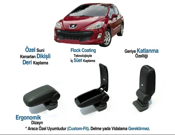 PEUGEOT 308 2ARACA ÖZEL KOL DAYAMA VİDASIZ K0LÇAK 2007 2008 2009 2010 2011 2012 2013 ürün görseli 1