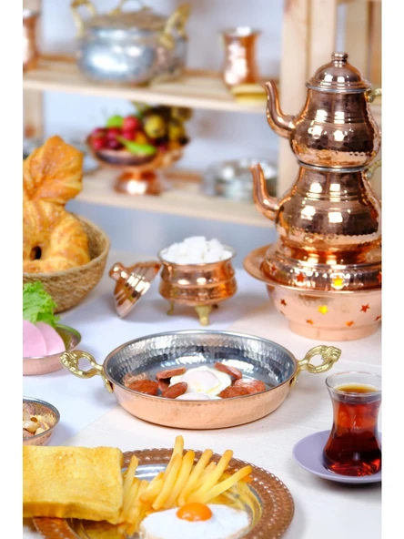 Dövme Bakır Kalın Bakır Sahan Yumurta Tava Kuymak Menemen Tava  Çapı 20 cm ürün görseli 1