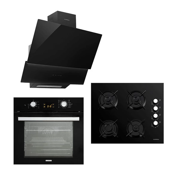 LUXELL DDT 15 PRG. DIJITAL OPAL SİYAH CAM ANKASTRE SET ürün görseli 1