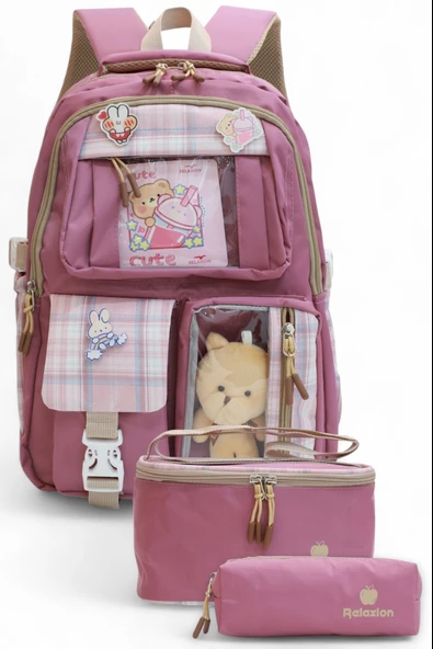 Relaxion 2203-1395 Kore Tarzı Unisex Çocuk Üçlü Set İlkokul Sırt Çantası ürün görseli 1