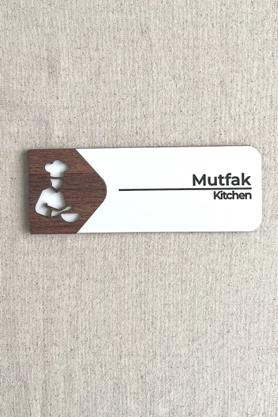 Mutfak Kapı Tabelası – Kapı İsimliği | 19x7 cm Çift Katmanlı Yönlendirme Levhası ürün görseli 1
