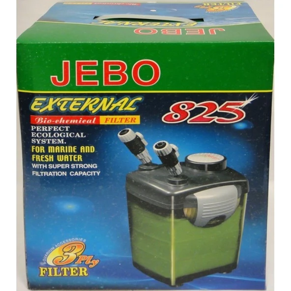 Jebo 825 Akvaryum Dış Filtre 1000 L/s + Seramik halka, Aktif karbon ve Zeolit 3*500 Gram ürün görseli 1