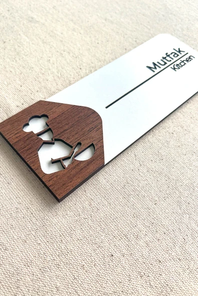 Mutfak Kapı Tabelası – Kapı İsimliği | 19x7 cm Çift Katmanlı Yönlendirme Levhası - Resim 2