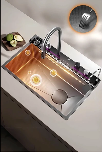 Lotus Tech 13 Fonksiyonlu Premium 5 Tuşlu 2 Yıl Güvenceli Akıllı Şelale Evye Honeycamb Petek Doku ürün görseli 1