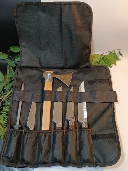 Sürmene Sürbisa Ahşap El Yapımı Kılıflı Et, Ekmek, Sebze, Mutfak Bıçakları Seti Hadnmade ürün görseli 1