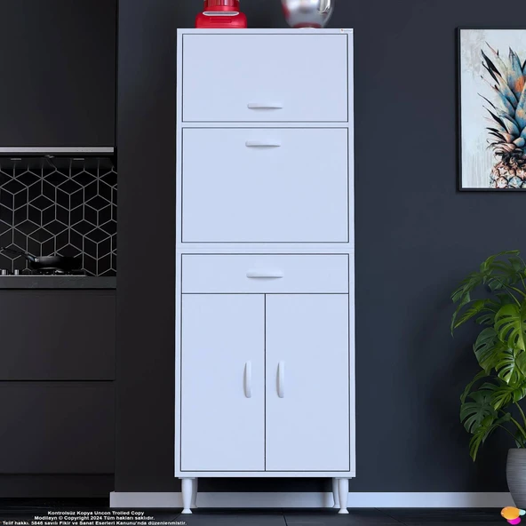 Modilayn OSLO 60x162,4x56 cm 1 çekmece, 3 kapak. Mutfağınıza Özel Ekmeklikli Kiler Dolabı. ürün görseli 1