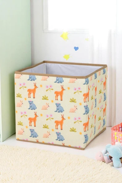 İronika Animals Kapaksız Kutu Dolap İçi Organizer Oyuncak Eşya Çamaşır Saklama Kutusu Düzenleyici 30X30X30 ürün görseli 1