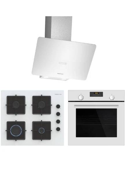 Profilo Beyaz Cam Ankastre Set (FRMA234B - DVK6J429 - OE36K2P10D) ürün görseli 1