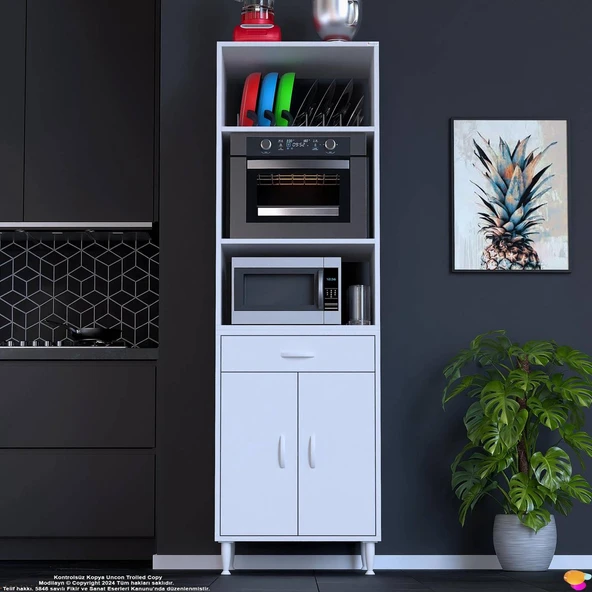 Modilayn ENNET 60x194.6x48 cm Fırın / Mikrodalga Dolabı 1 Çekmece, 2 Kapaklı. Mutfağınıza Yer Açın! ürün görseli 1