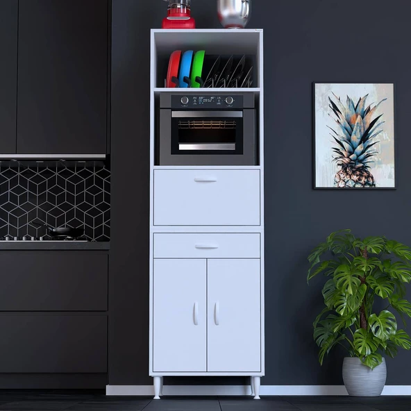 Modilayn ENNET: 60x194.6x48 cm Fırın / Mikrodalga Dolabı 1 Çekmece, 3 Kapaklı. Mutfağınıza Yer Açın! ürün görseli 1