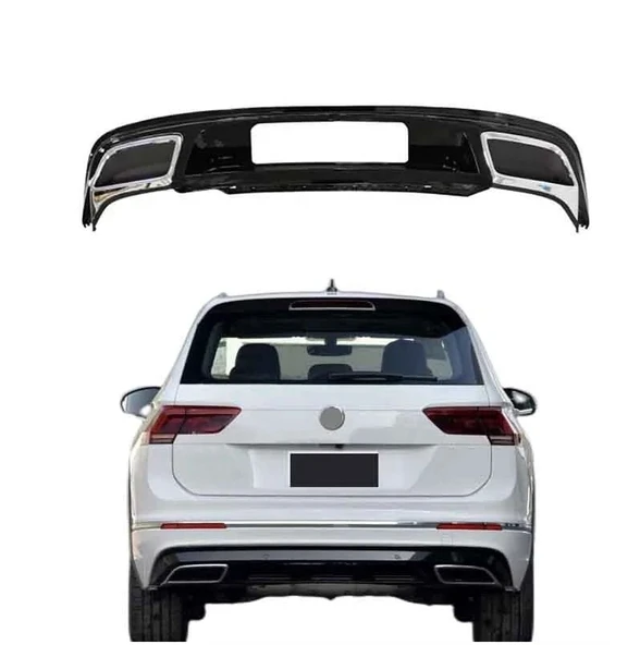 AUTOGP Vw tiguan rline arka tampon difüzör çift çıkış 2016+ pianoblack ürün görseli 1