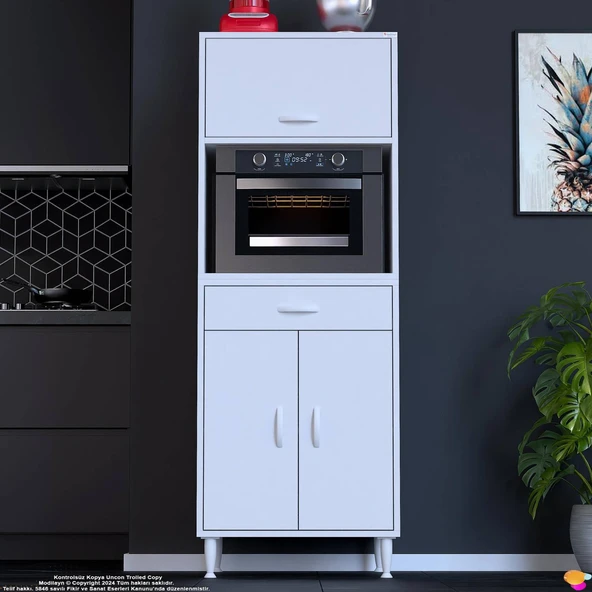Modilayn OSLO 60x162,4x48 cm, 1 Çekmece, 2 Kapaklı. Ekmeklik / Fırın / Mikrodalga Dolabı. ürün görseli 1
